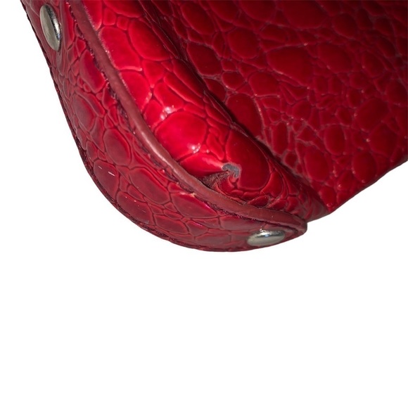 WHITE HOUSE BLACK MARKET Red Croc Embossed Large Clutch - Picture 5 of 8